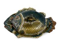A Continental Majolica Fish Platter and Cover