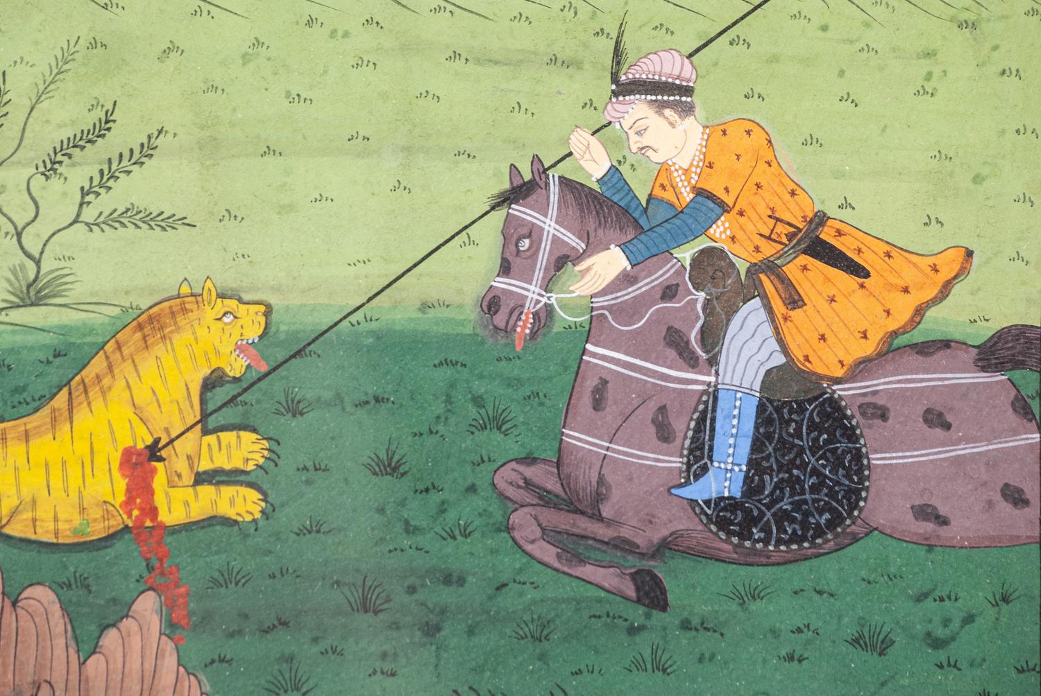 Four Indian Miniature Paintings and Manuscript Leaves