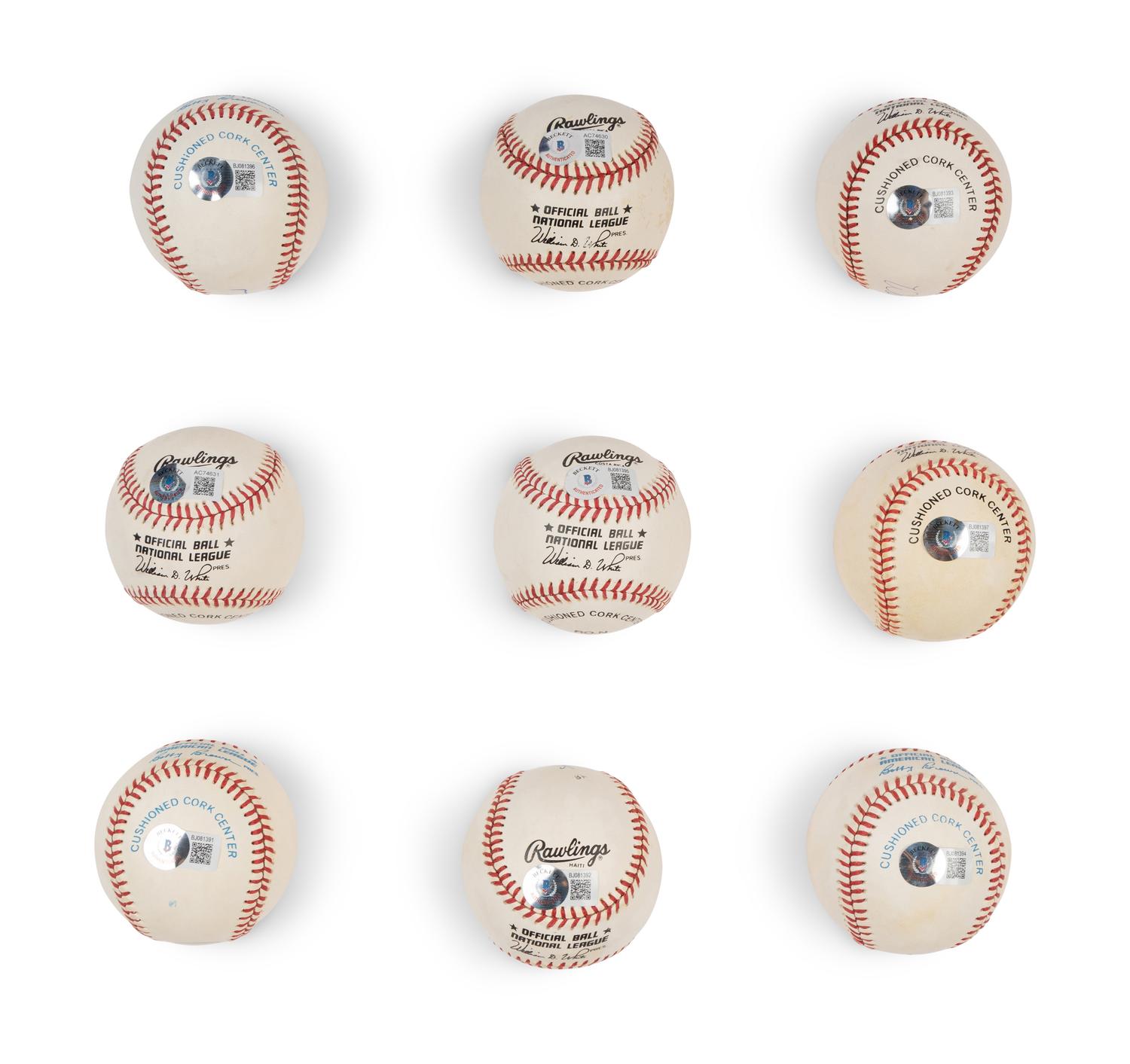 A Group of Nine 500 Home Run Club Single Signed Autograph Baseballs (Beckett Authentication Services Certified),