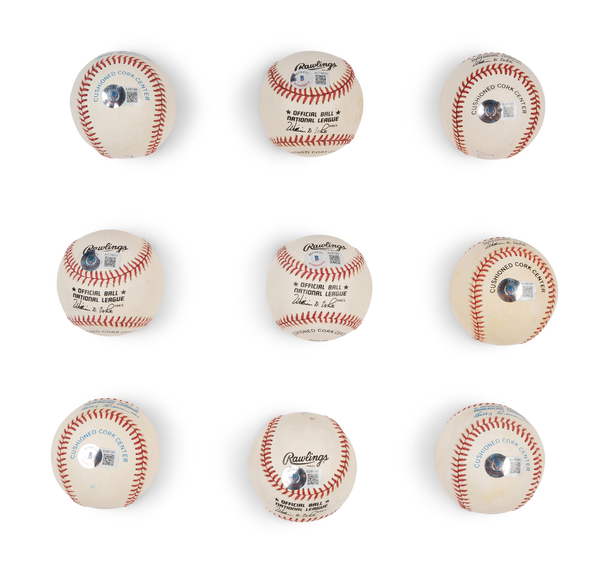 A Group of Nine 500 Home Run Club Single Signed Autograph Baseballs (Beckett Authentication Services Certified),