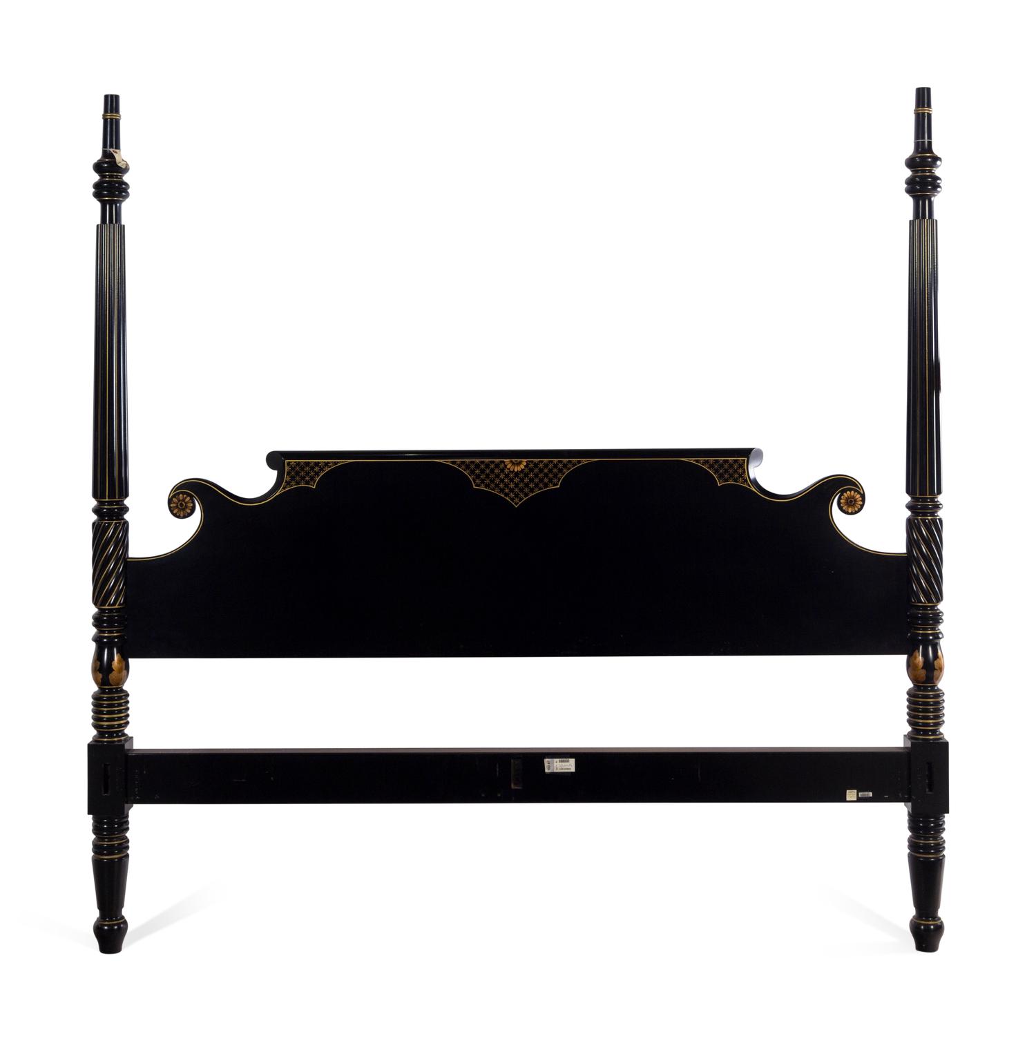 A Regency Style Black-Painted Canopy Bed