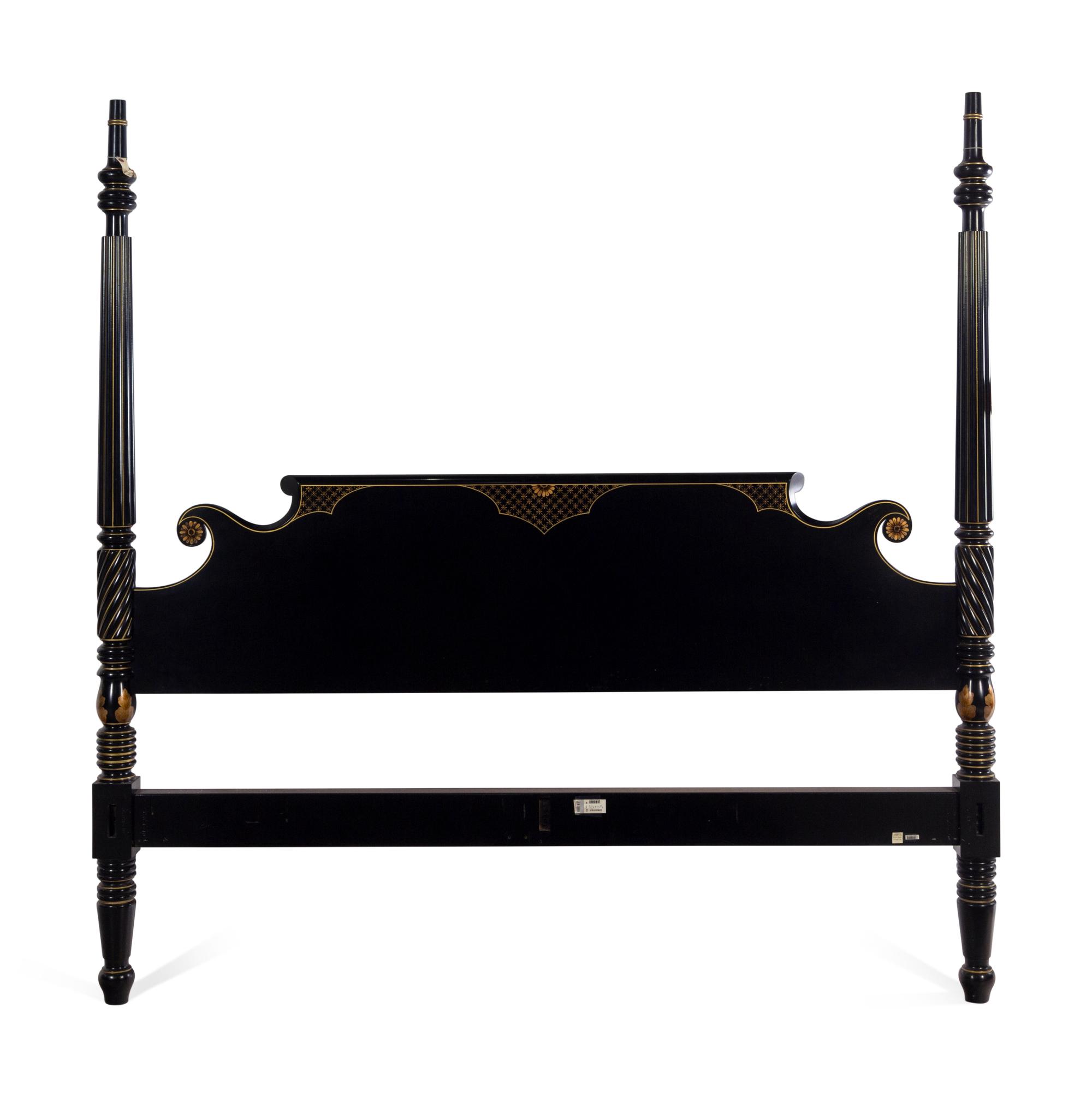 A Regency Style Black-Painted Canopy Bed