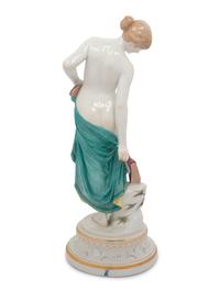 A Large Meissen Porcelain Figure of a Bathing Lady