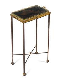 A Brass Stand with Black Lacquered Top
