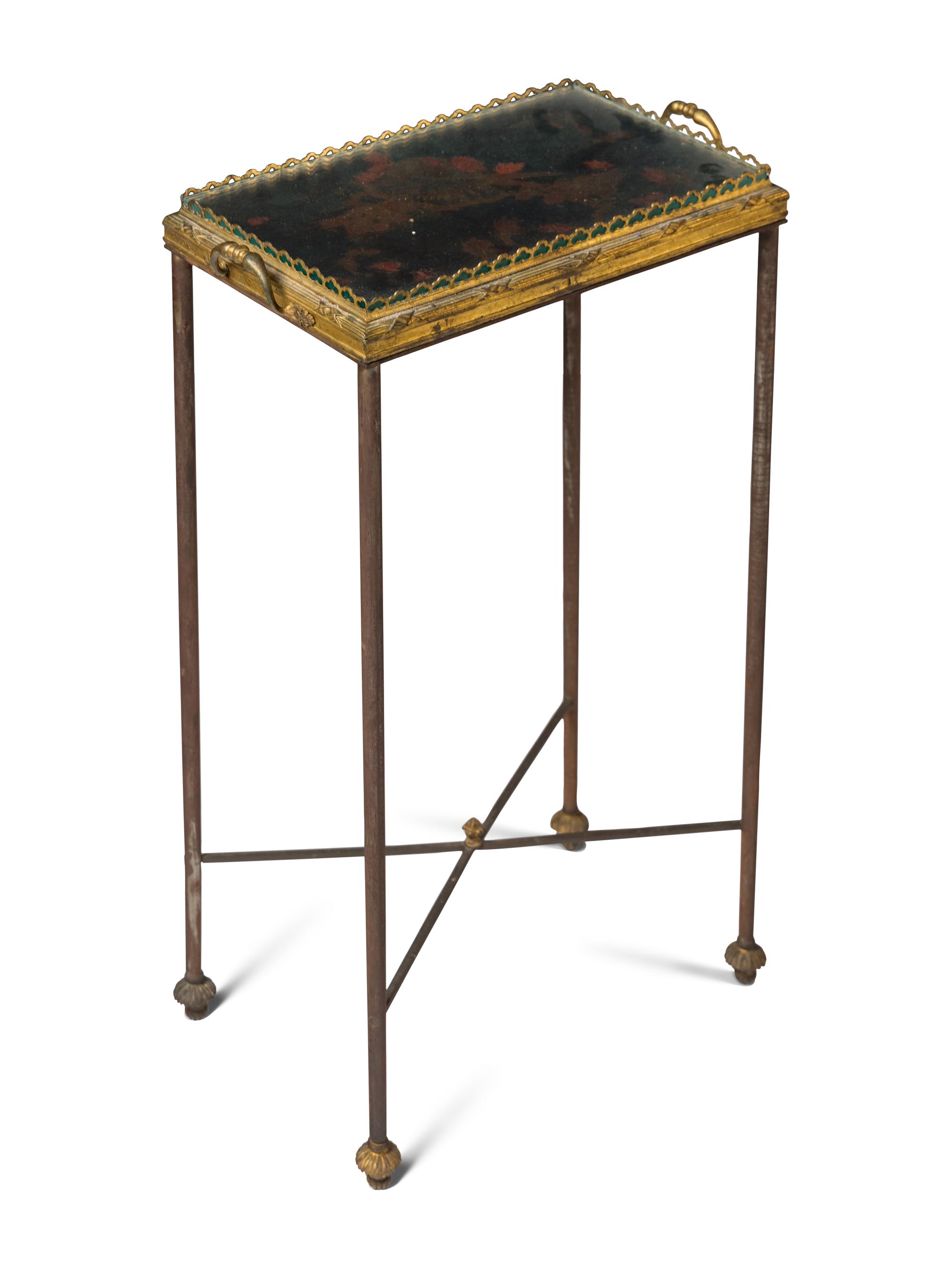 A Brass Stand with Black Lacquered Top
