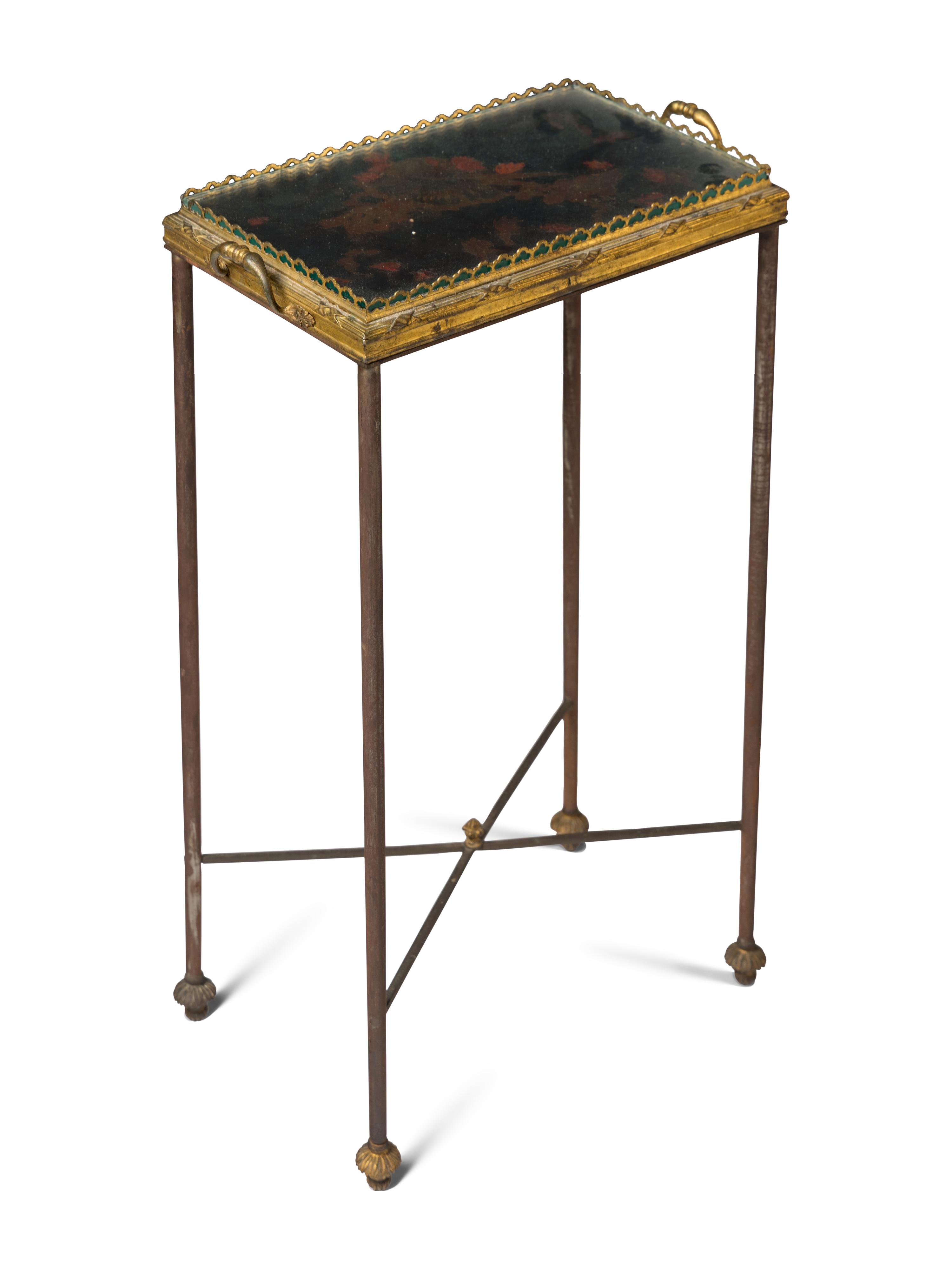 A Brass Stand with Black Lacquered Top