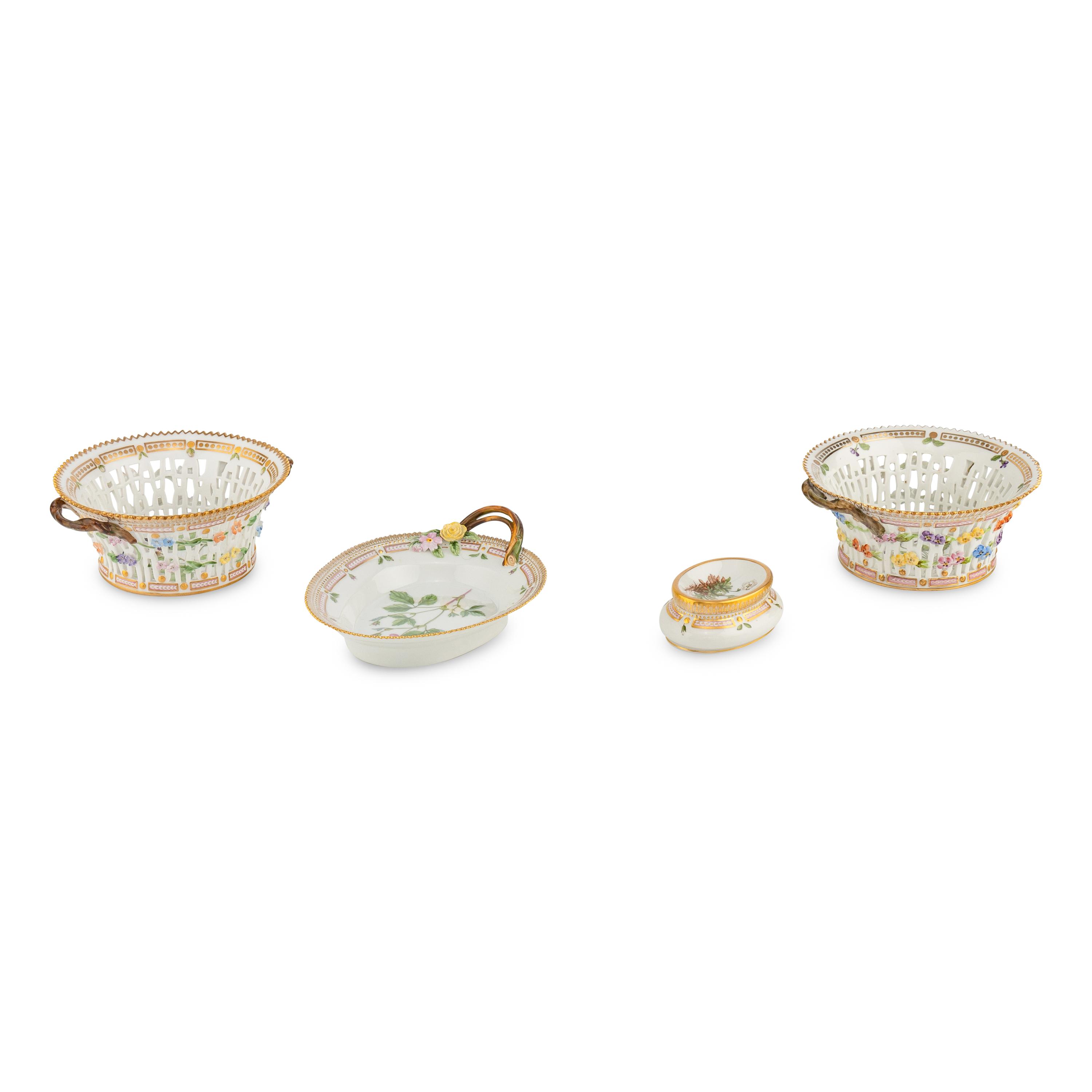 Four Royal Copenhagen Flora Danica Porcelain Table Articles