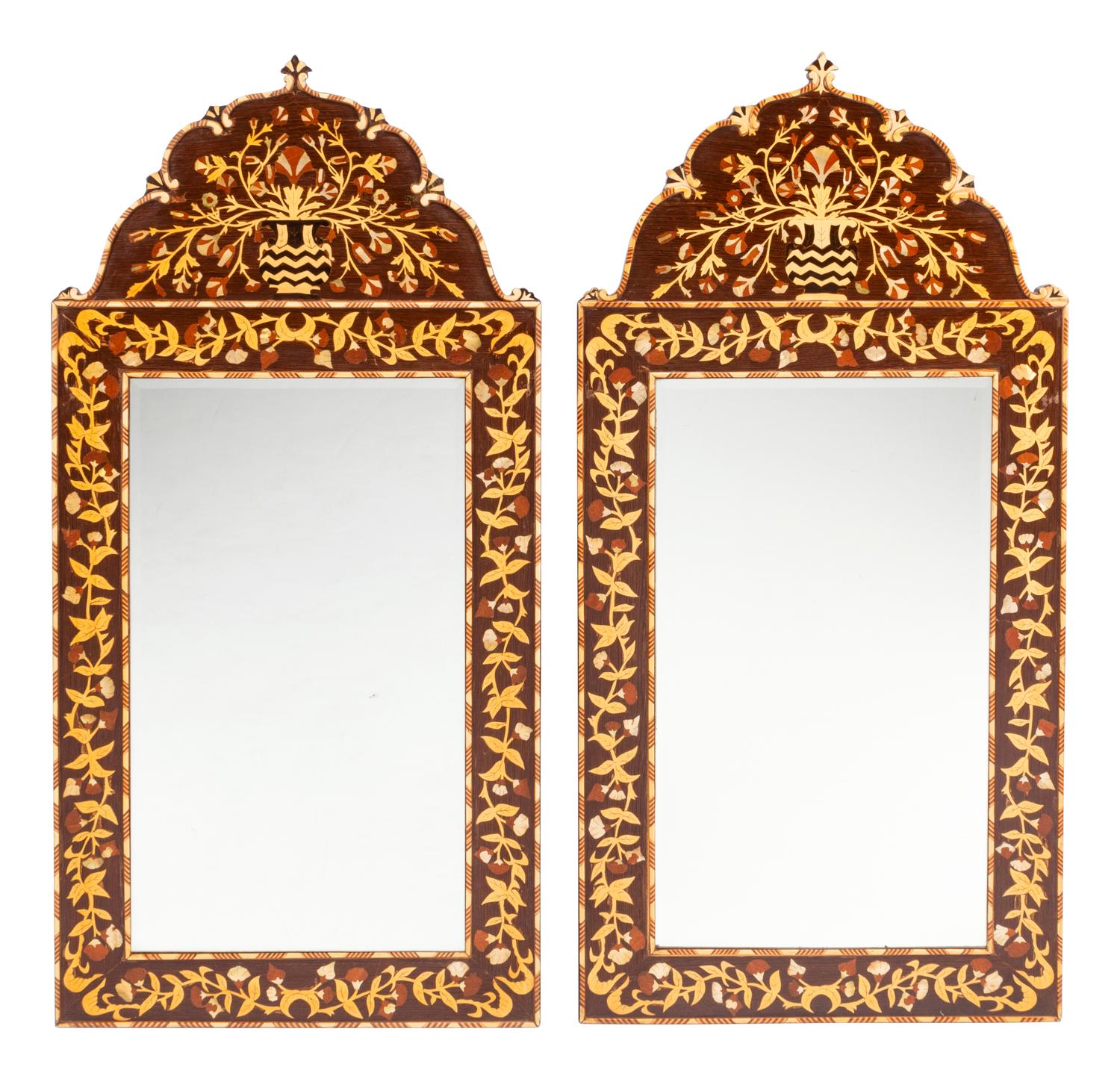 A Pair of Iberian Marquetry Mirrors