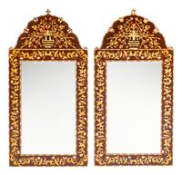 A Pair of Iberian Marquetry Mirrors