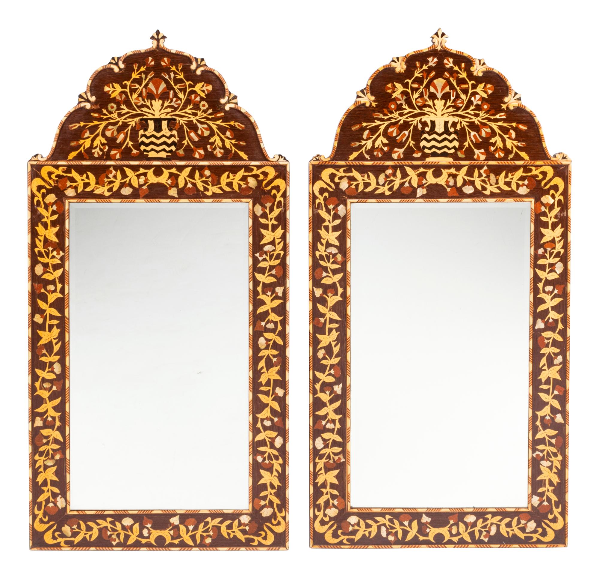 A Pair of Iberian Marquetry Mirrors