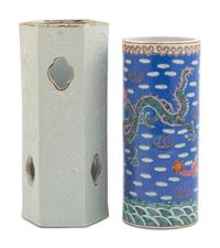 Two Chinese Porcelain Hat Holders