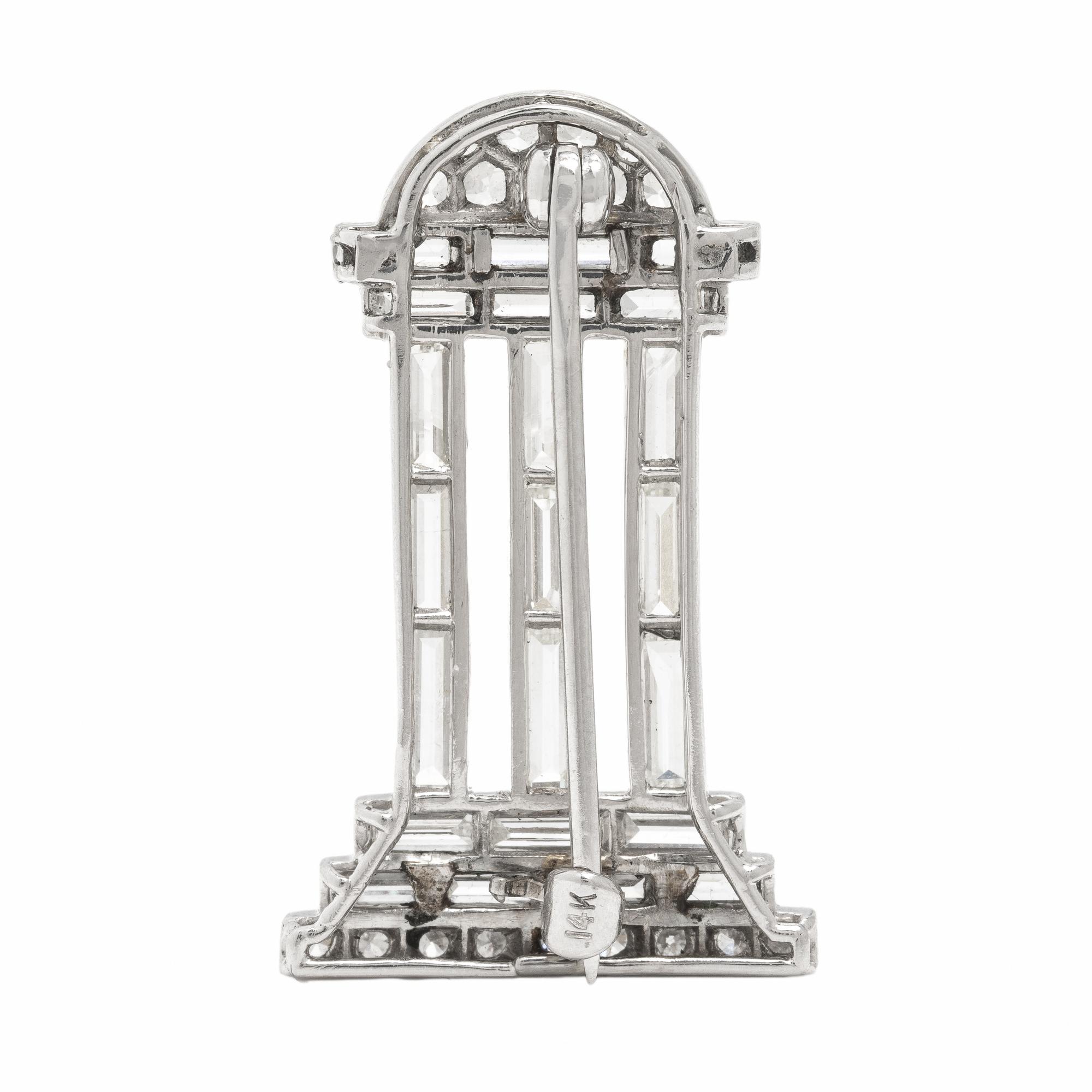 Art Deco, French, Diamond and Platinum Architectural Brooch