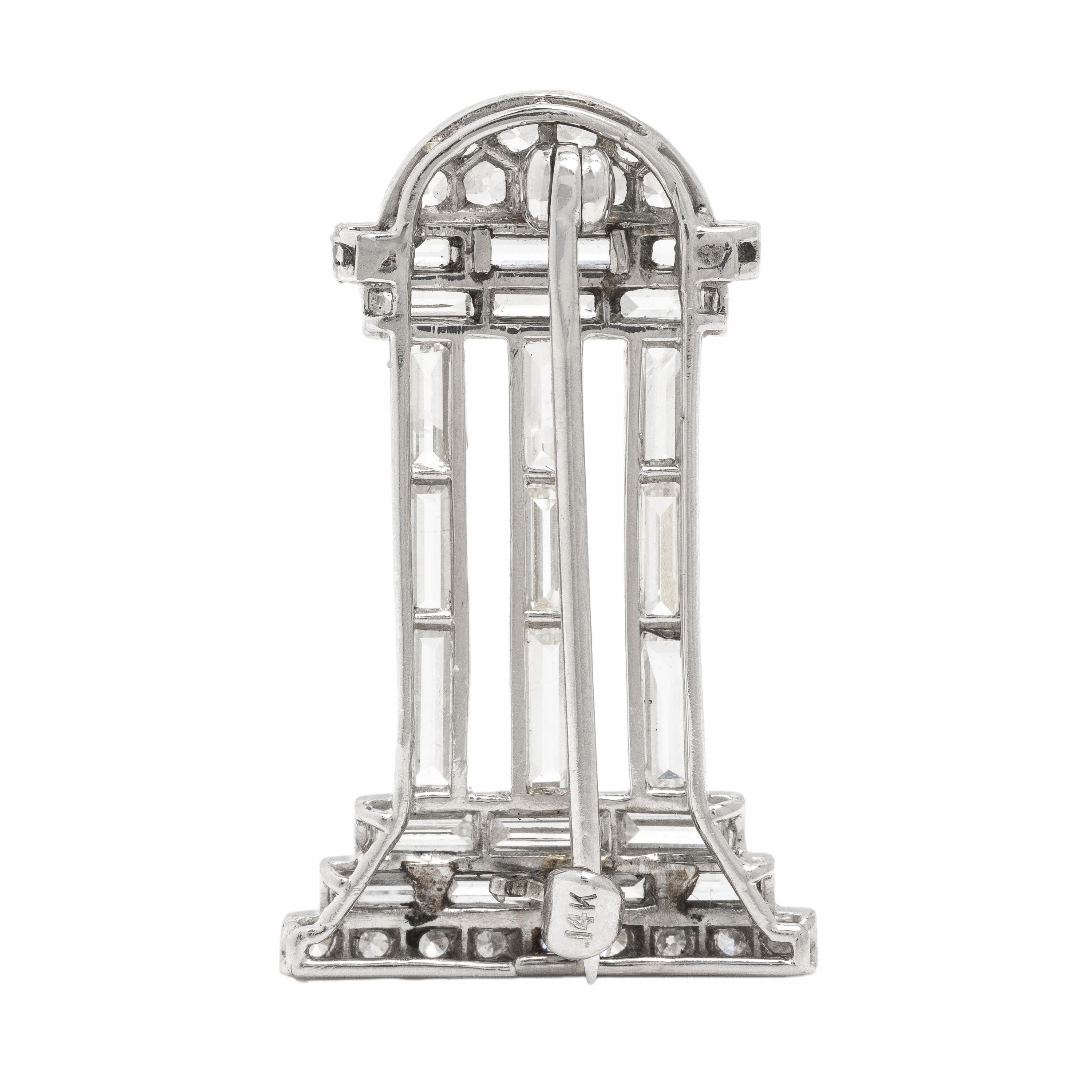 Art Deco, French, Diamond and Platinum Architectural Brooch