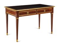 A Louis XVI Gilt Bronze Mounted Mahogany Bureau Plat by Claude-Charles Saunier (French, 1735-1807)