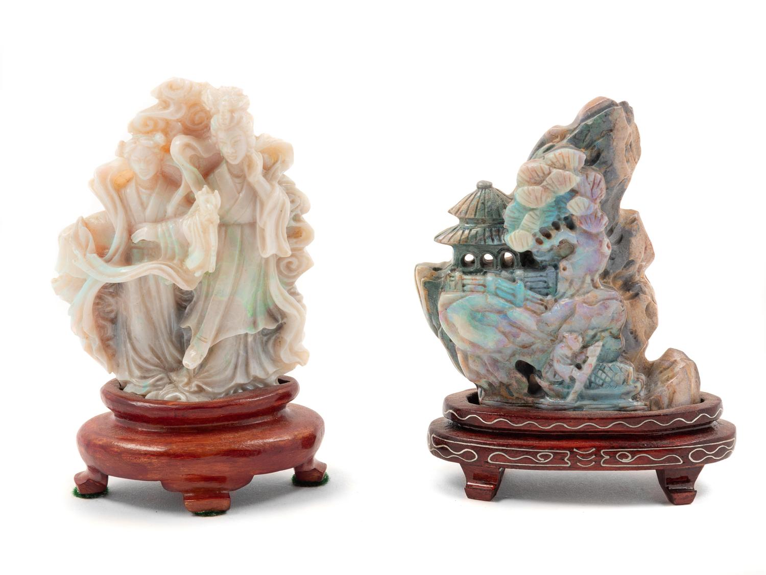 Two Chinese Opal Carvings