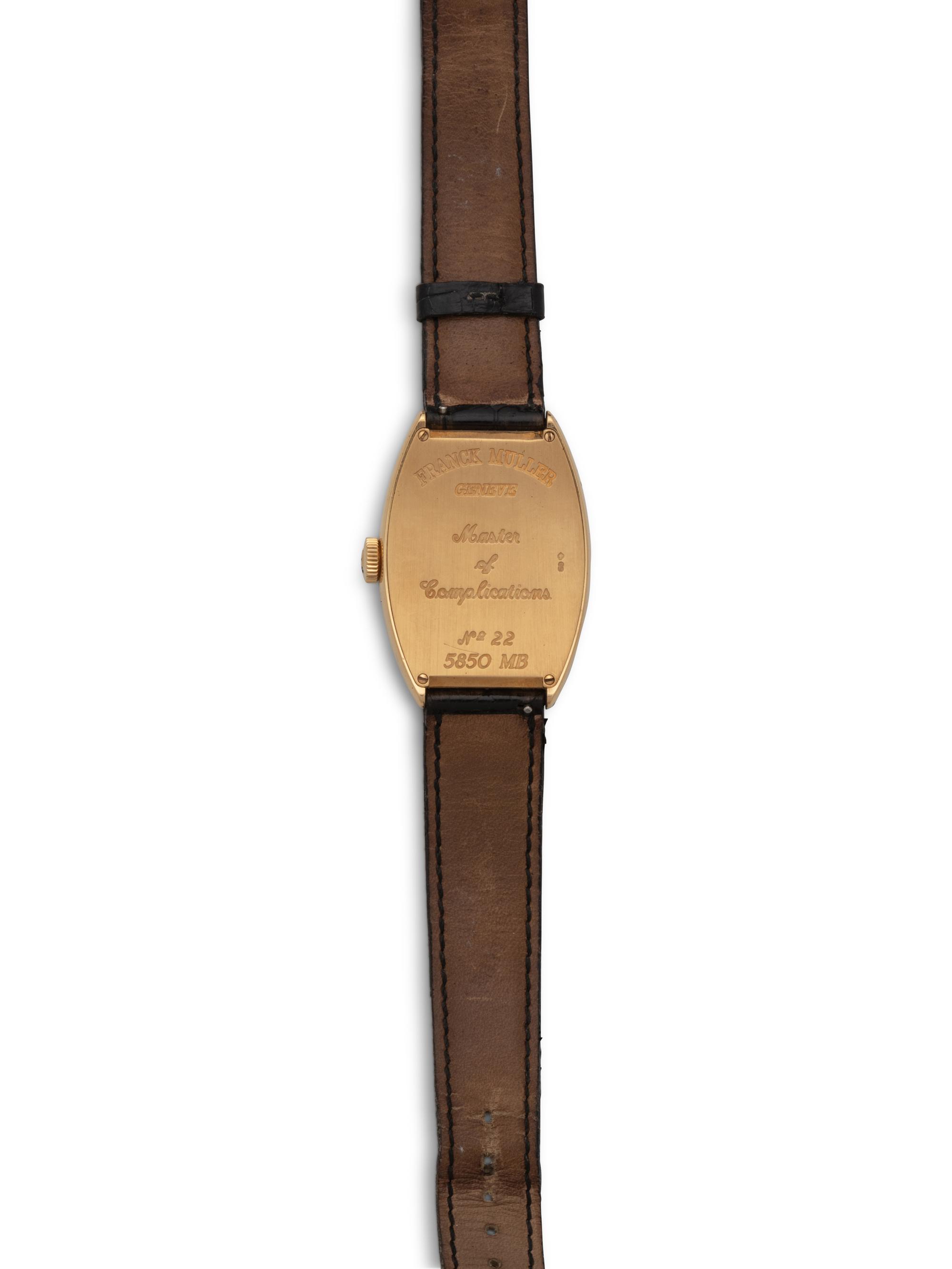 FRANCK MULLER, REF. 5850 18K YELLOW GOLD TRIPLE TIME ZONE 'MASTER BANKER' WATCH