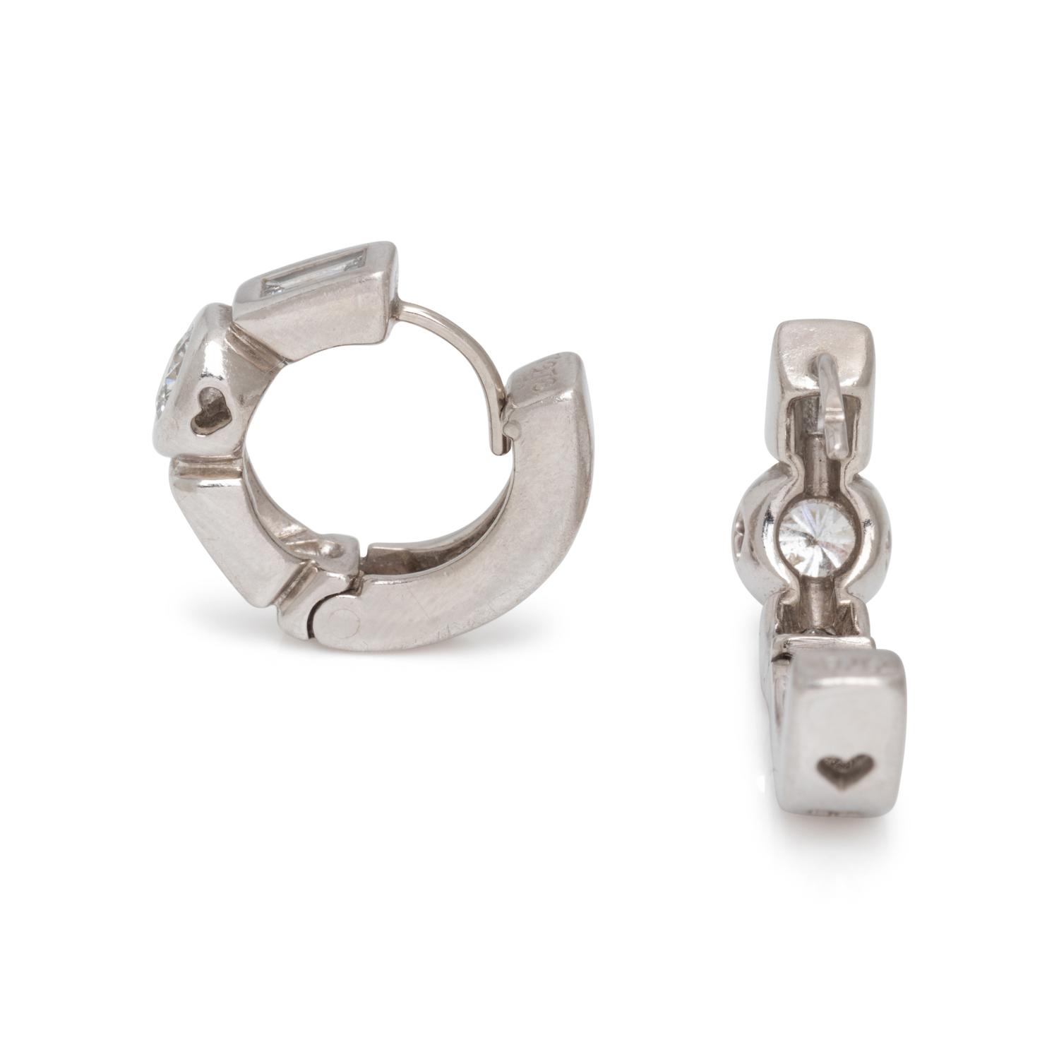 PLATINUM AND DIAMOND HOOP EARRINGS