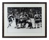 A Pair of Large Scale Hockey Photographs and Prints Formerly Displayed at Mike Ditka’s Restaurant