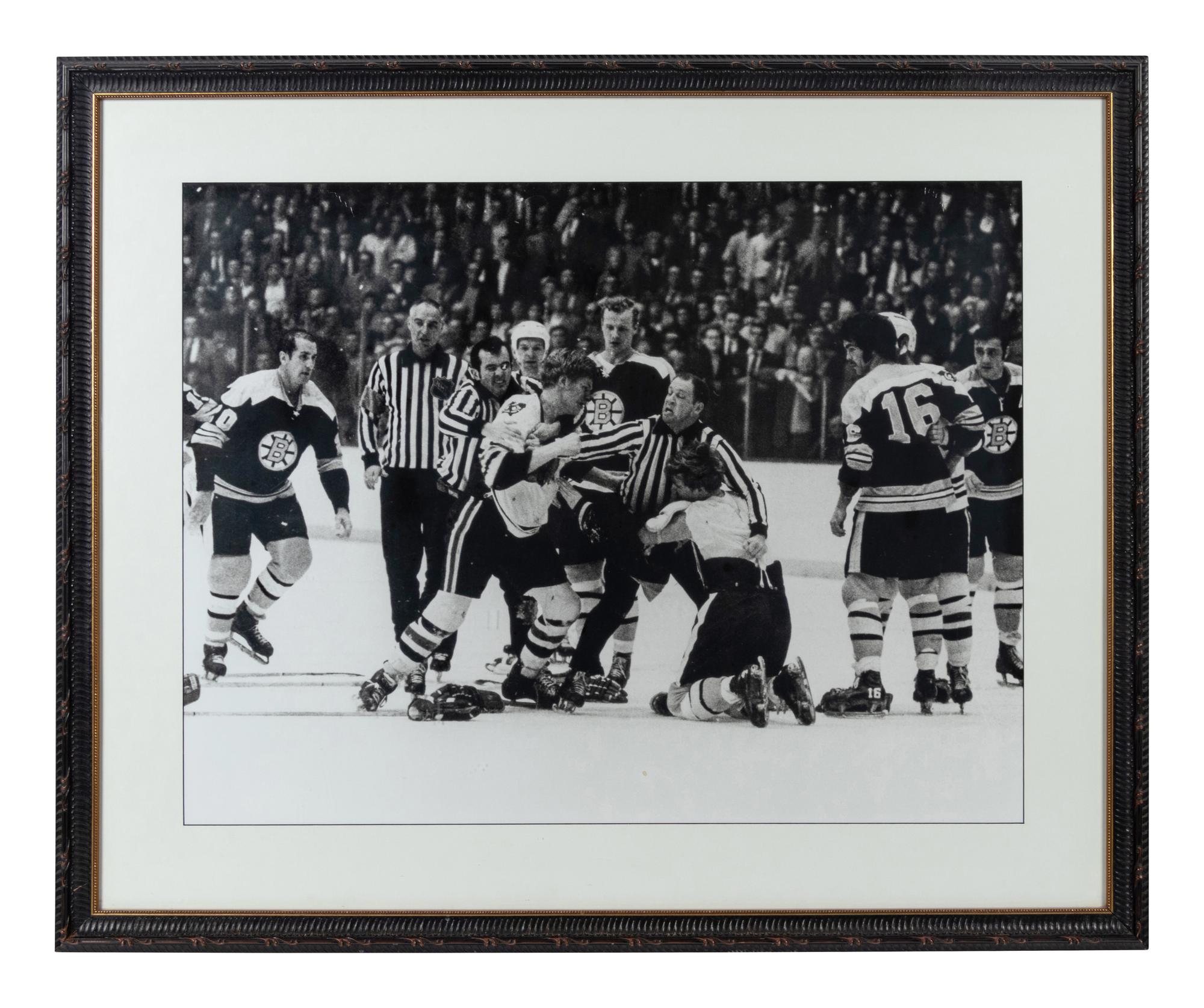 A Pair of Large Scale Hockey Photographs and Prints Formerly Displayed at Mike Ditka’s Restaurant