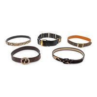 Group of Five Designer Belts including Gucci and Gianni Versace