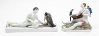 Two Rosenthal Porcelain Figural Groups Height 6 1/8 inches. — DESIGNED BY FERDINAND LIEBERMANN