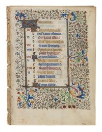 CIRCLE OF THE MASTER OF JEAN ROLIN II (active Paris, c. 1445–1465) A single quire of twelve leaves from a Book of Hours, calendar, in French, illuminated manuscript on parchment [France, Paris, c. 1450]
