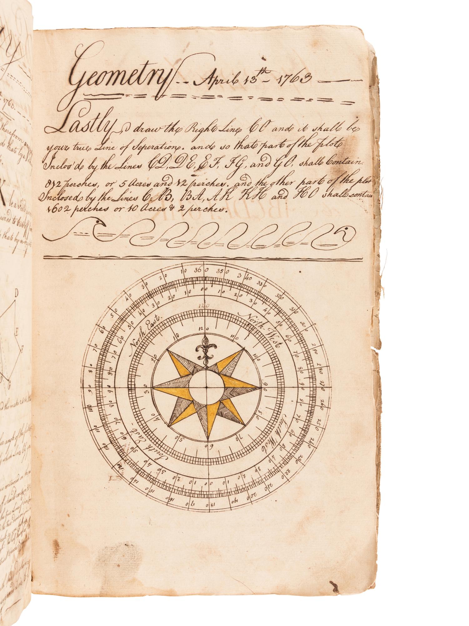 [MANUSCRIPT - CIPHERING]. EVANS, Cadwallader. Ciphering Book of a Colonial Schoolboy. [Philadelphia], 6 April-26 July 1763.