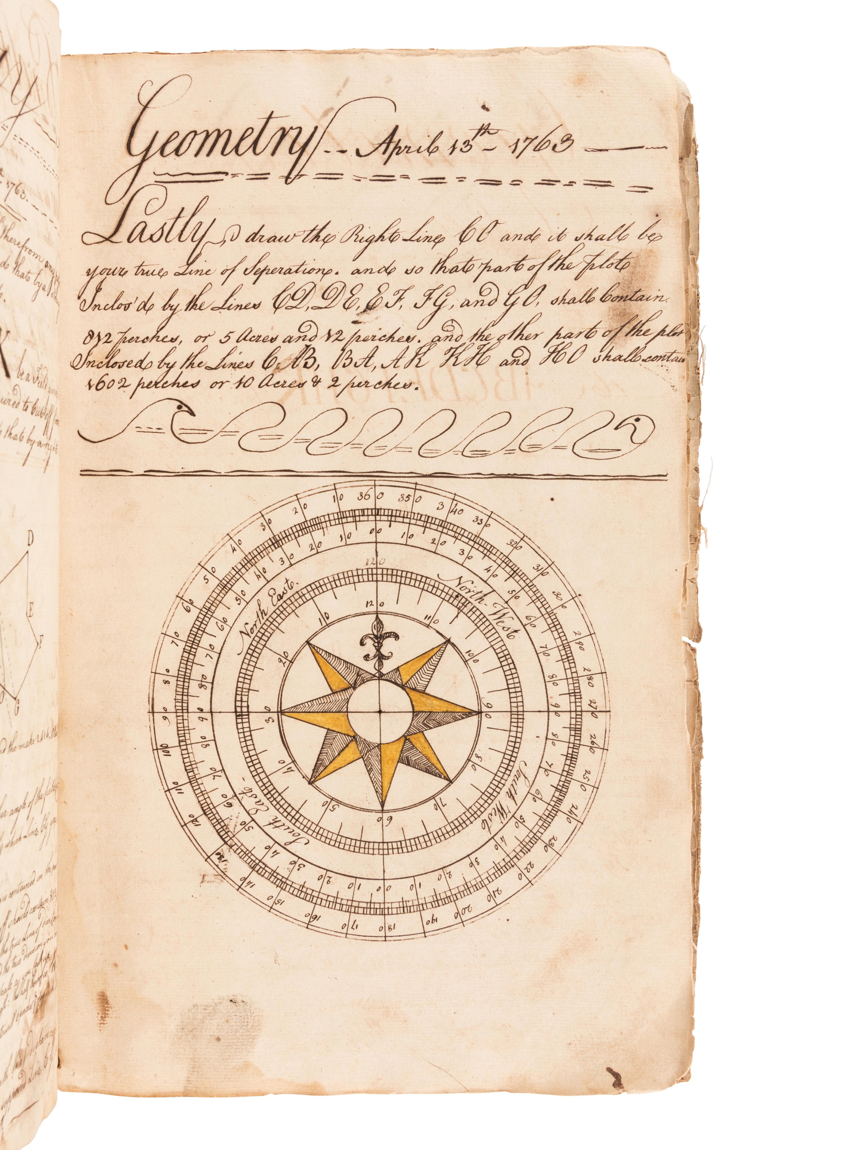 [MANUSCRIPT - CIPHERING]. EVANS, Cadwallader. Ciphering Book of a Colonial Schoolboy. [Philadelphia], 6 April-26 July 1763.