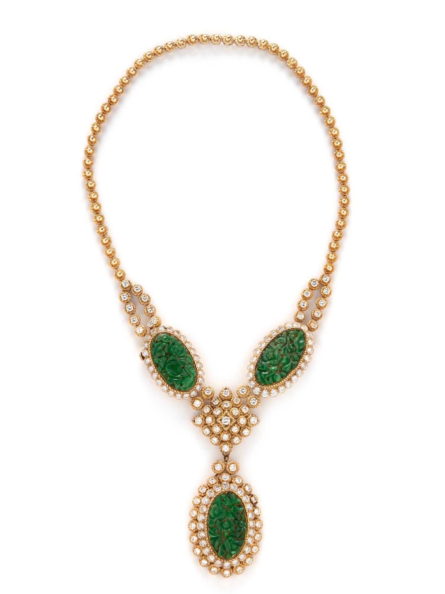 VAN CLEEF & ARPELS, JADE AND DIAMOND NECKLACE