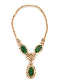 VAN CLEEF & ARPELS, JADE AND DIAMOND NECKLACE