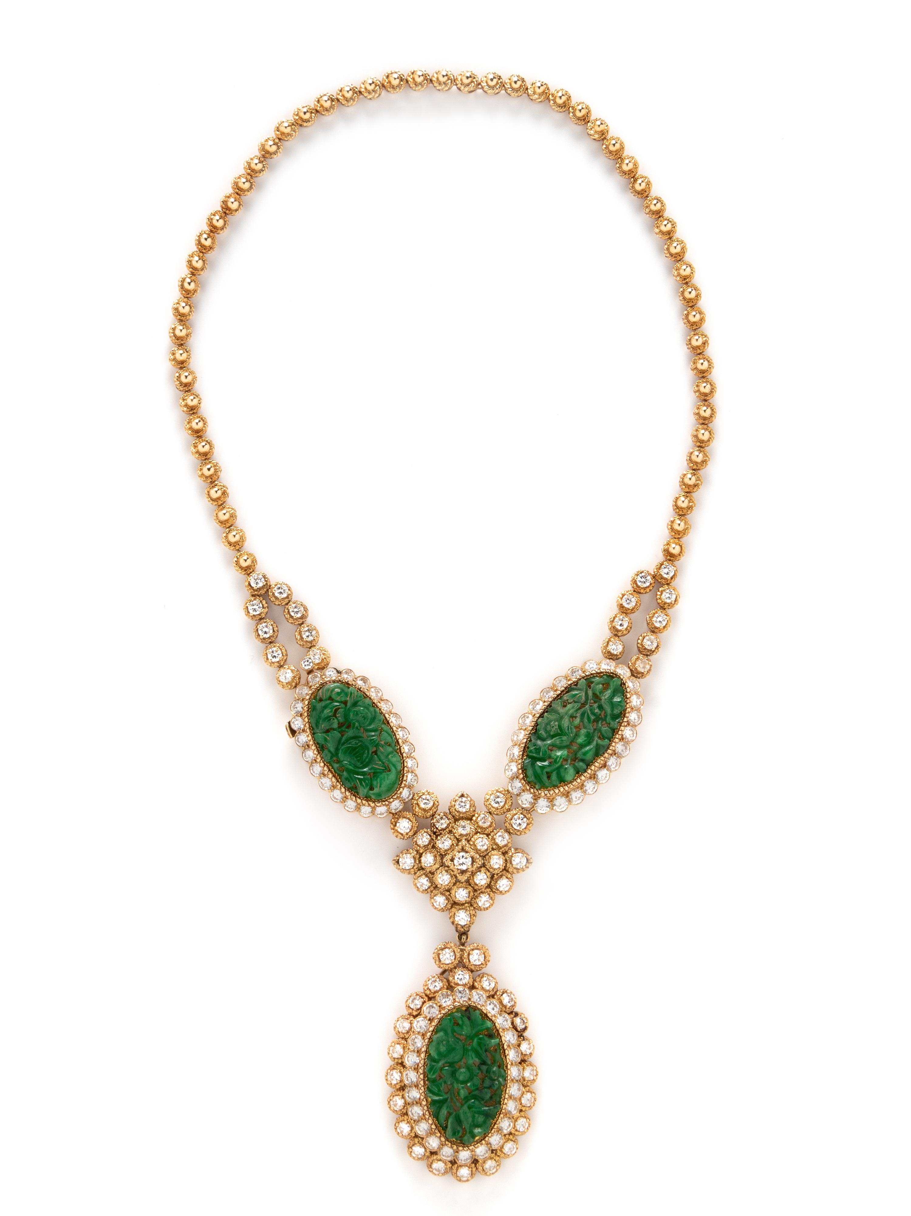 VAN CLEEF & ARPELS, JADE AND DIAMOND NECKLACE
