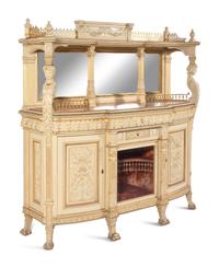 A Fine Renaissance Revival Parcel Gilt and Ivory-Painted Cabinet
