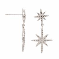 Diamond and White Gold Star Earrings