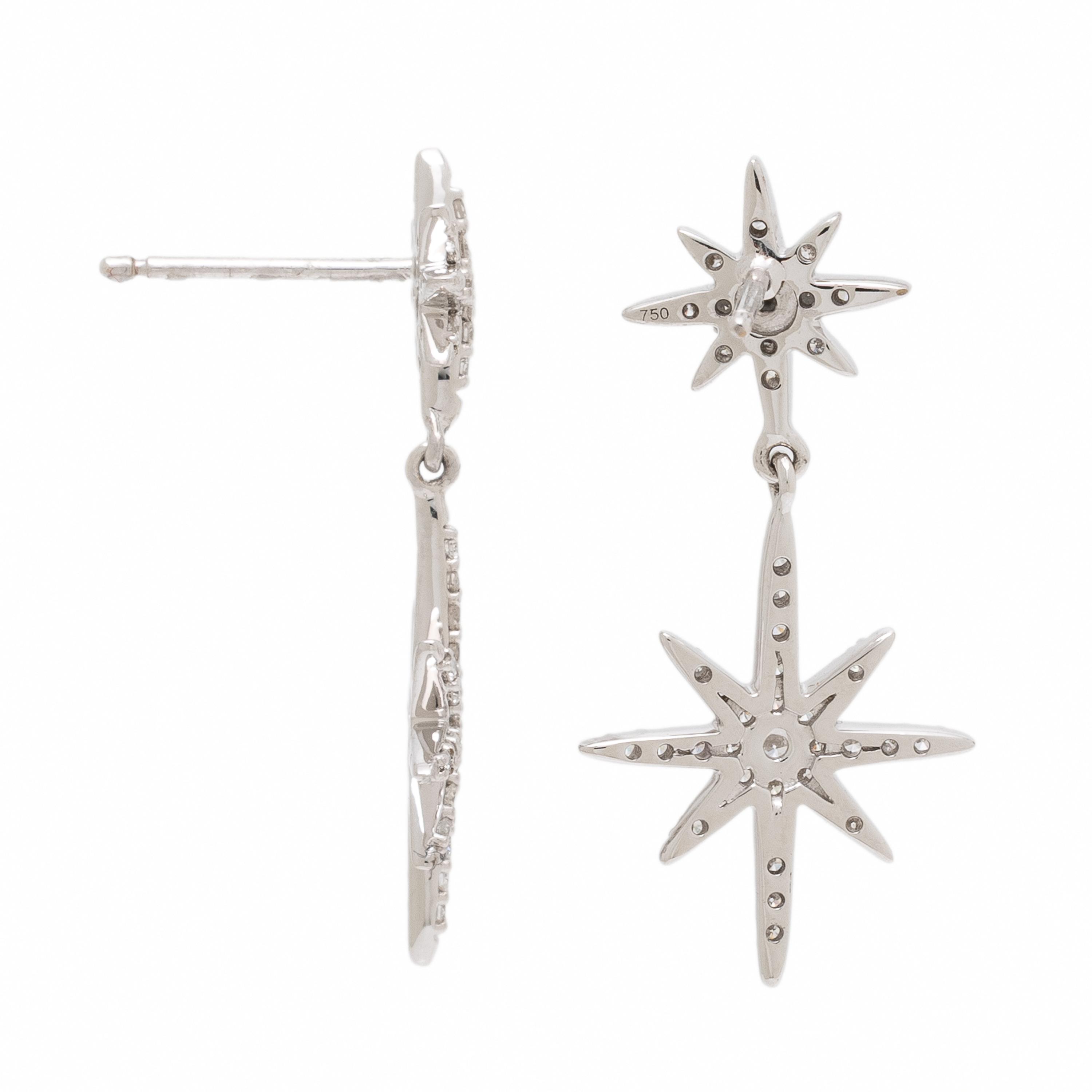 Diamond and White Gold Star Earrings