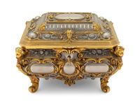 A French Belle Opaque Style Silvered and Gilt Metal Jewelry Casket — 20TH CENTURY