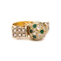 Diamond, Emerald, and Yellow Gold Ring