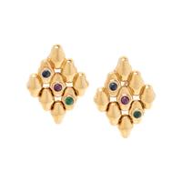 YELLOW GOLD AND MULTIGEM EARCLIPS