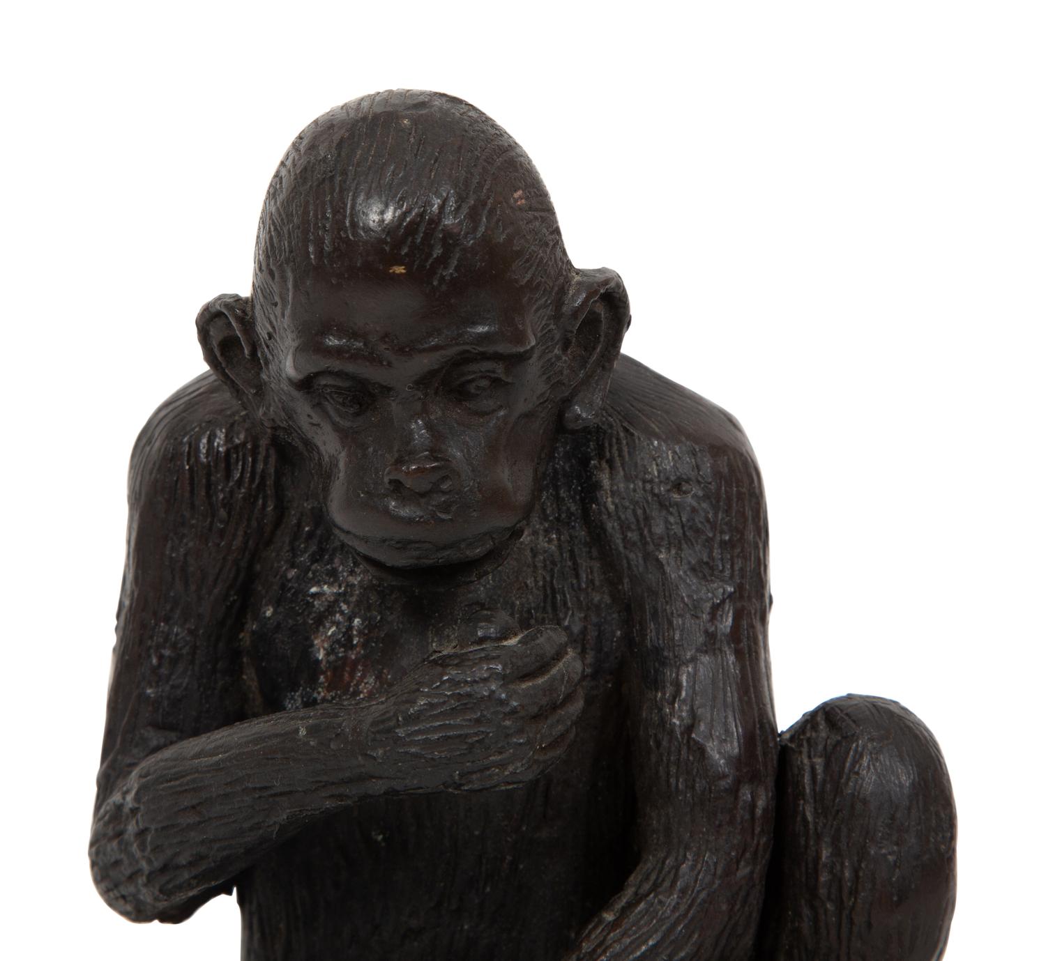 A Continental Bronze Sculpture of a Seated Monkey