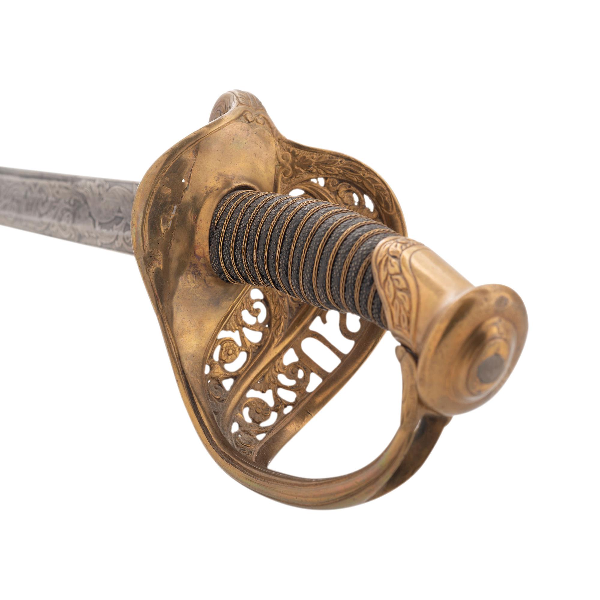 Hortsmann Retailed Import Model 1850 Staff and Field Officer's Sword Presented to Capt. Ira Ayer - 116th NY Infantry