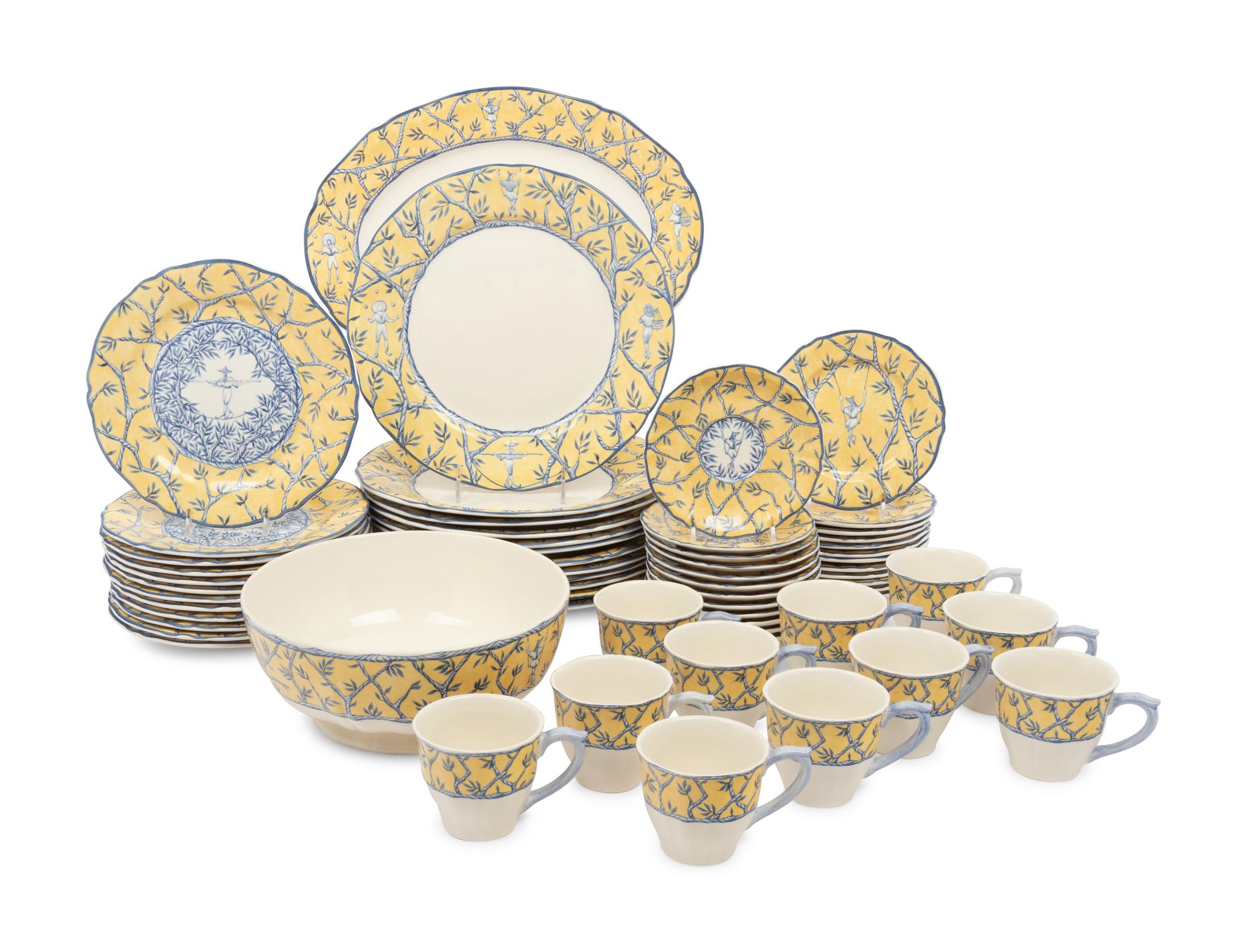 A Gien Baladins Porcelain Dessert Service