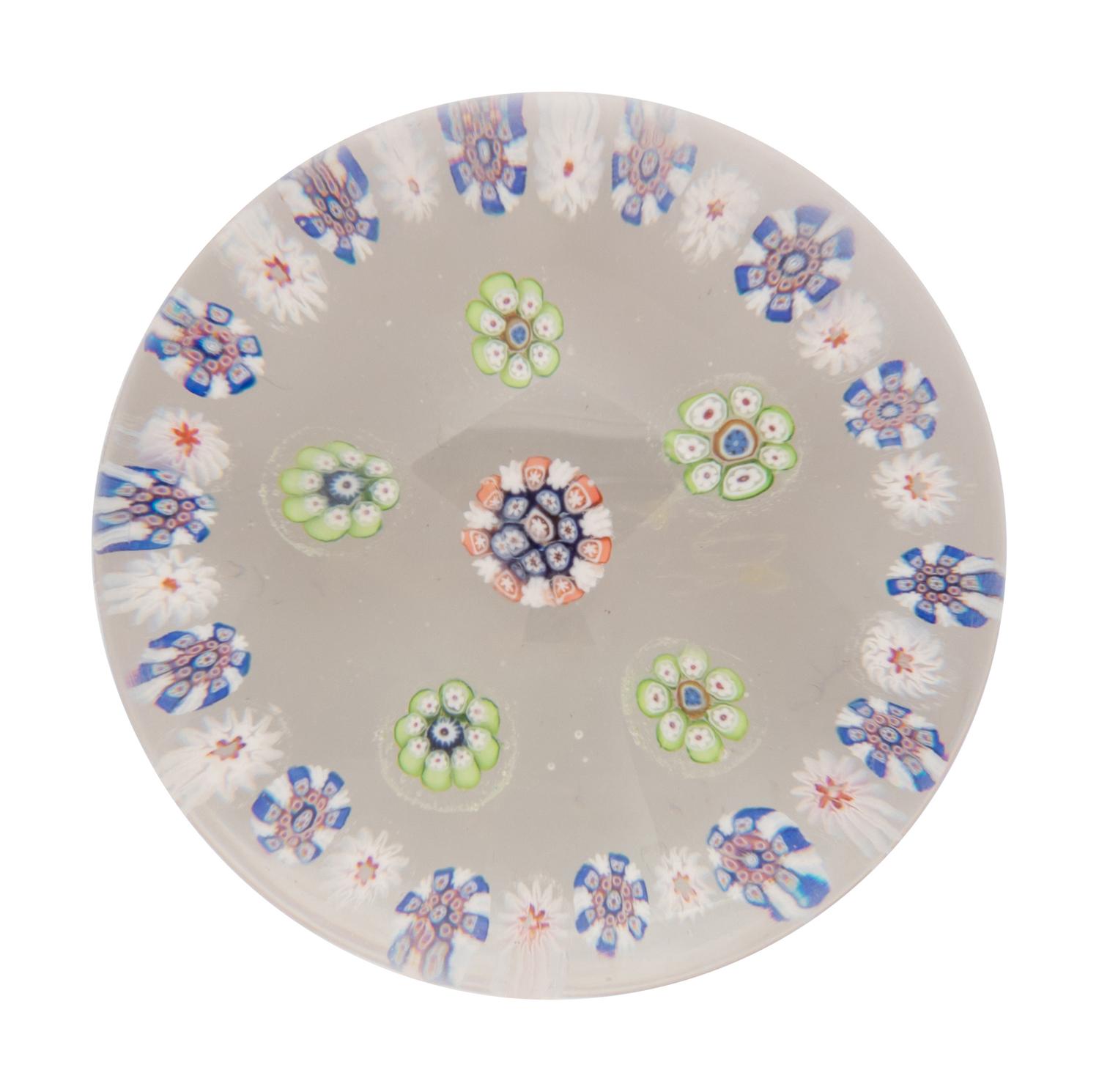 A Spaced Concentric Millefiori Glass Paperweight