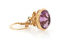 A 14 Karat Yellow Gold and Amethyst Fob, 9.70 dwts.
