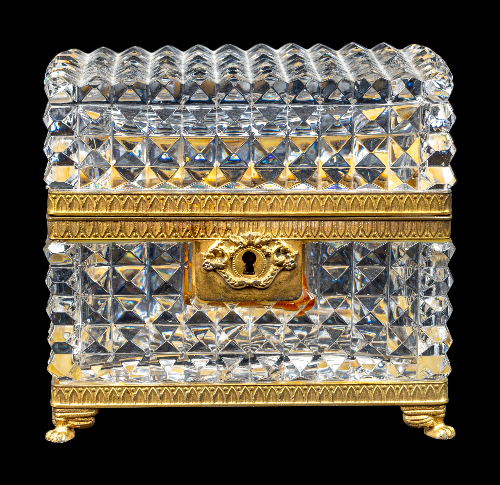 A French Gilt-Metal-Mounted Cut Glass Covered Box — EARLY 20TH CENTURY