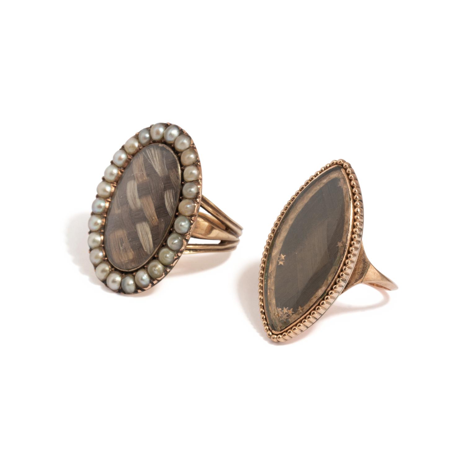 VICTORIAN, TWO YELLOW GOLD MOURNING RINGS