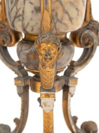 A Pair of Neoclassical Gilt Bronze Mounted Marble Vases