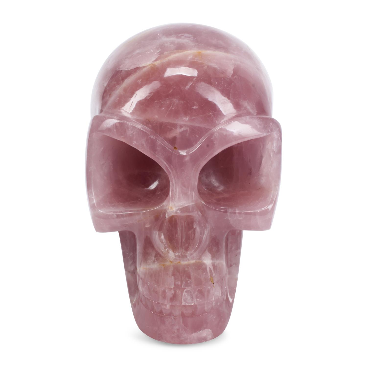 A Large Carved Rose Quartz Skull