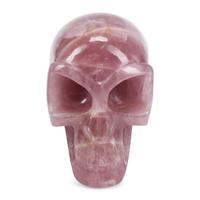 A Large Carved Rose Quartz Skull