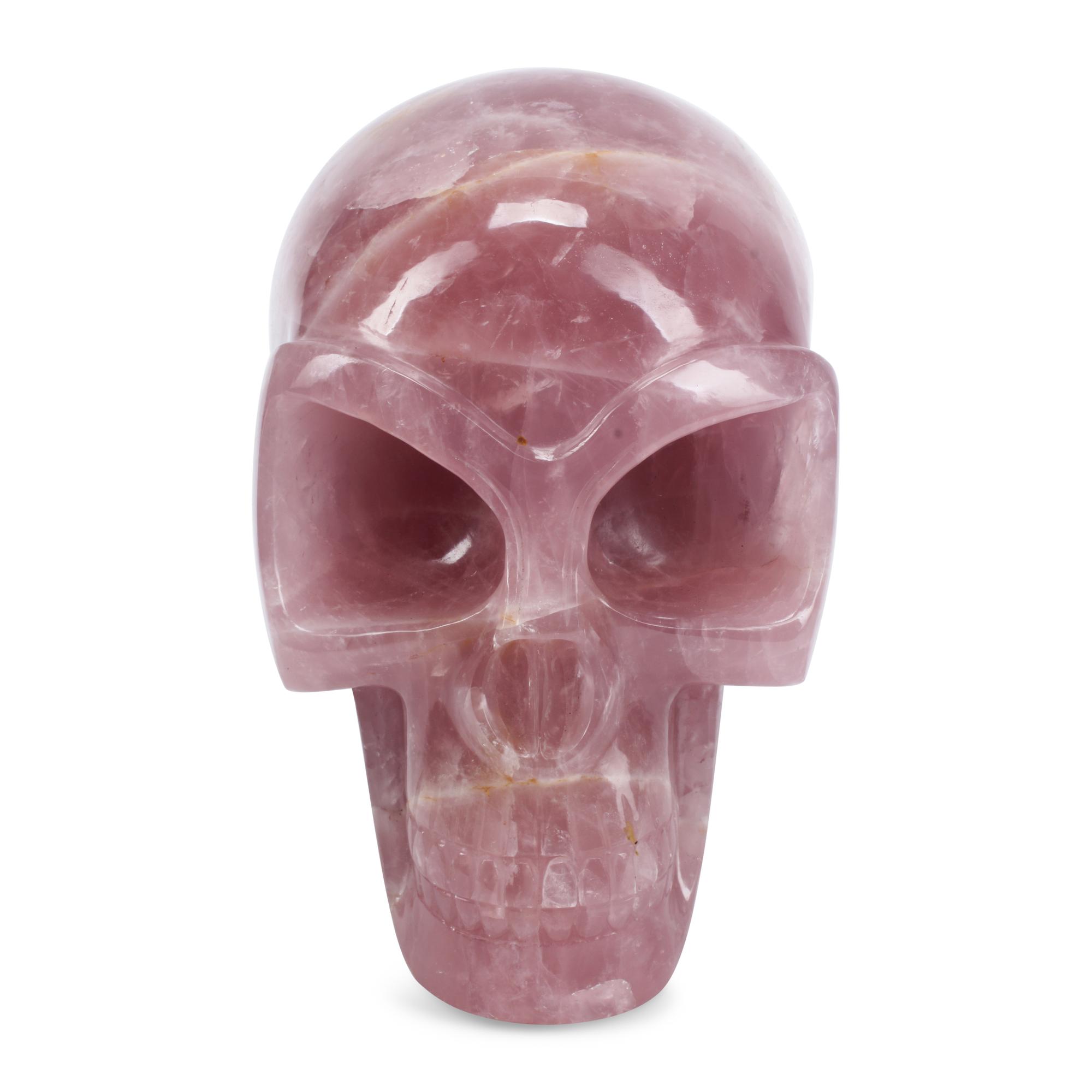 A Large Carved Rose Quartz Skull