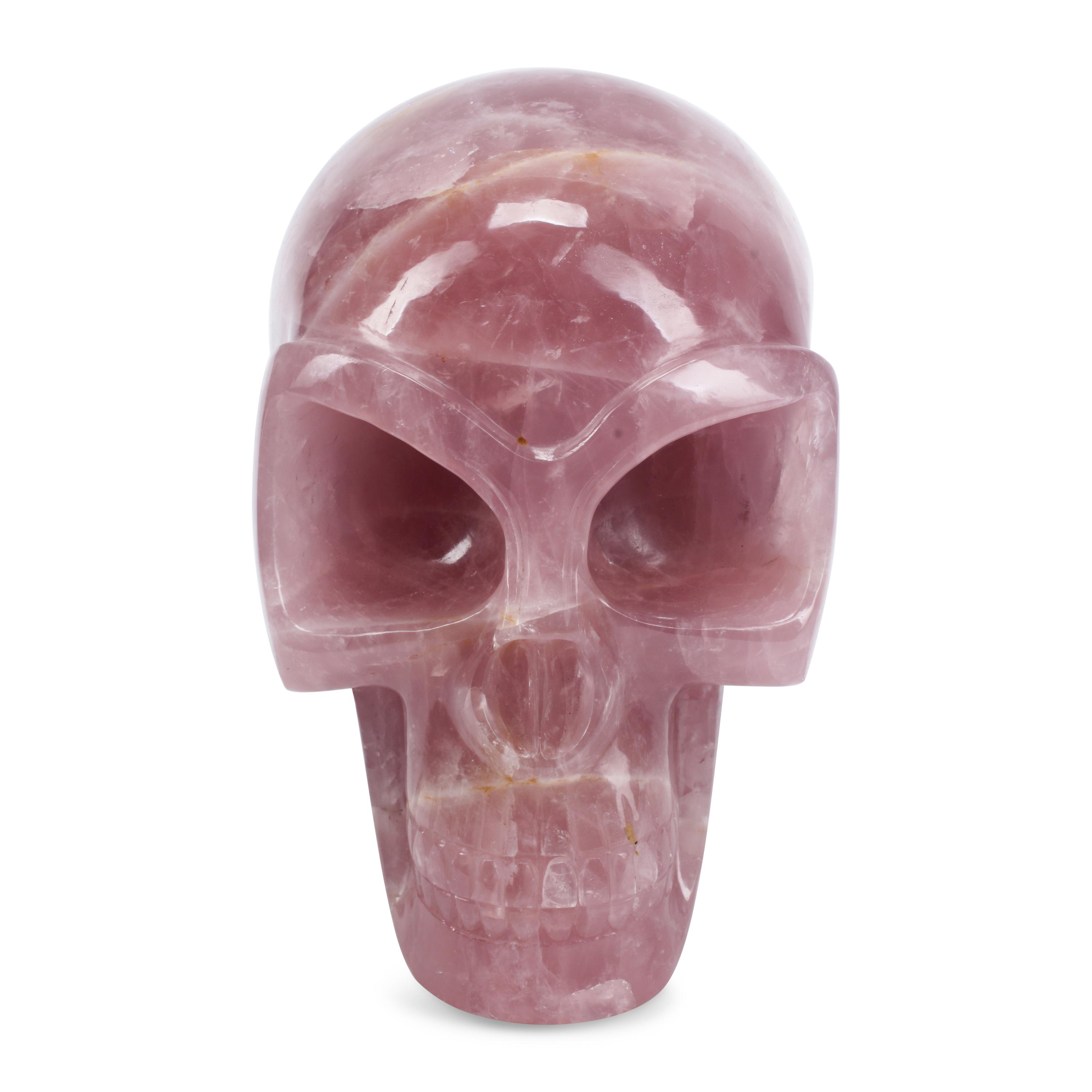 A Large Carved Rose Quartz Skull