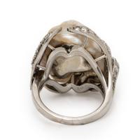 Ruser, Diamond, Baroque Cultured Pearl, and Platinum Ring